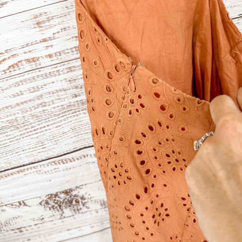 Nightcap x Carisa Rene Aimee Eyelet Copper Maxi Dress, EUC, Size XS MSRP $396 - Picture 11 of 15